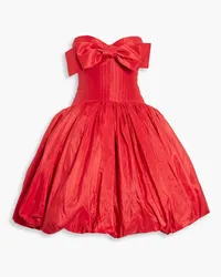 Oscar de la Renta Strapless bow-detailed silk-taffeta mini dress - Red Red