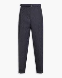 Officine Generale Pleated herringbone linen pants - Blue Blue