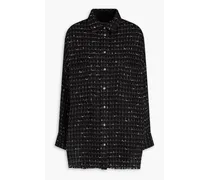 Oversized fringed tweed shirt - Black