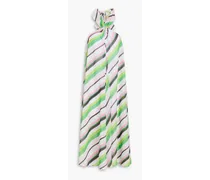 Striped Swiss-dot georgette halterneck midi dress - Green