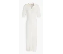 Cotton and cashmere-blend midi shirt dress - White