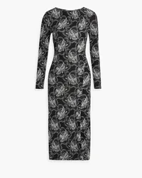 Diane von Furstenberg Lugosi floral-print jersey midi dress - Black Black