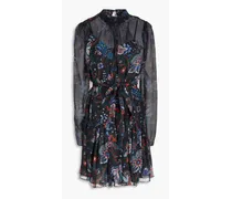 Bolade printed silk-georgette mini dress - Black