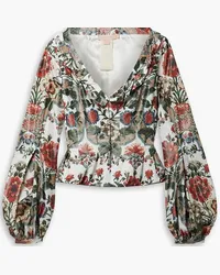 Brock Collection Sabrina ruffled floral-print taffeta jacket - Green Green