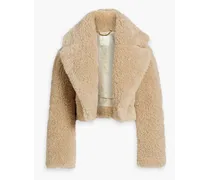 Helena cropped faux shearling jacket - Neutral