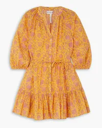 APIECE APART Mini Mitte belted floral-print cotton mini dress - Yellow Yellow