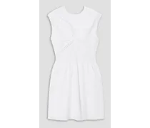 Iona twisted smocked cotton-poplin mini dress - White