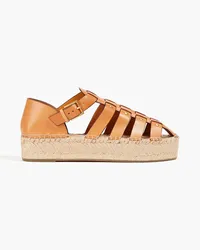 Tory Burch Fisherman studded leather platform espadrilles - Brown Brown