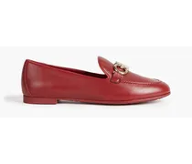Trifoglio embellished leather loafers - Red