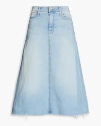 Mother The Circle faded stretch-denim midi skirt - Blue Blue