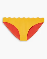 Marysia Santa Barbara textured stretch-crepe mid-rise bikini briefs - Yellow Yellow