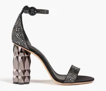 Azalea crystal-embellished leather sandals - Black
