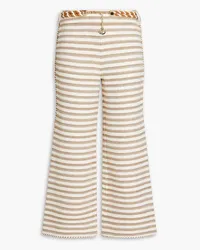 Zimmermann Cropped striped cotton-blend canvas straight-leg pants - Brown Brown