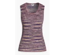 Marled crochet-knit cotton and wool-blend top - Purple
