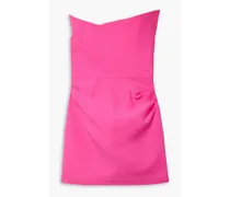 Strapless asymmetric wool and silk-blend mini dress - Pink