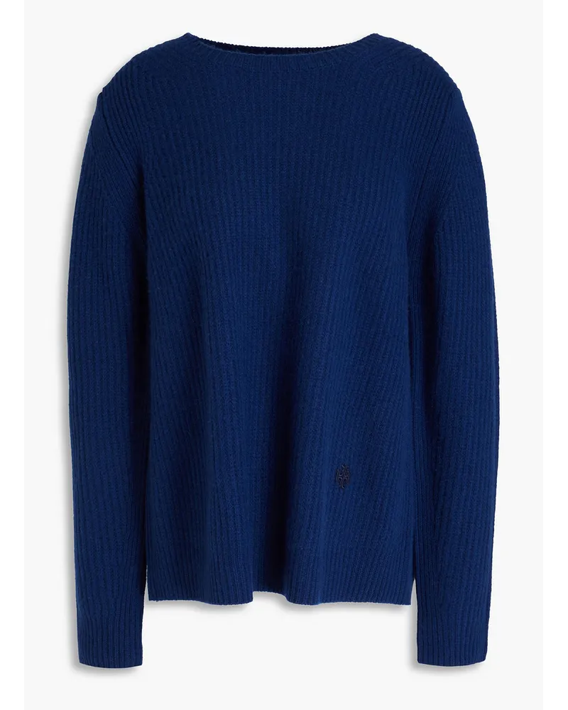 Tory Sport Embroidered ribbed cashmere sweater - Blue Blue