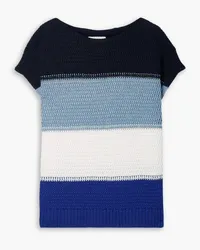 Lafayette148 Oversized striped cotton and silk-blend sweater - Blue Blue