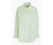 Striped cotton-blend poplin shirt - Green