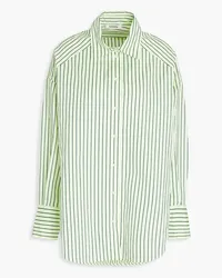 Sandro Striped cotton-blend poplin shirt - Green Green