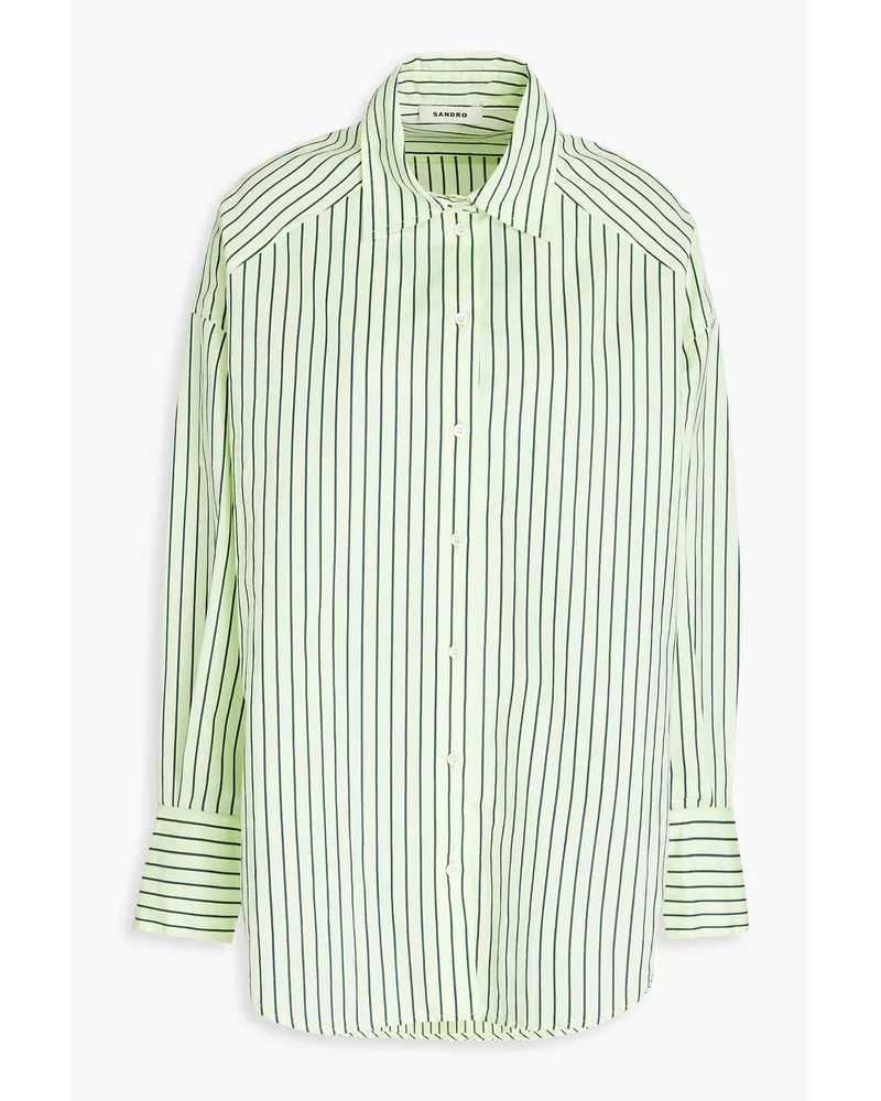 Sandro Striped cotton-blend poplin shirt - Green Green