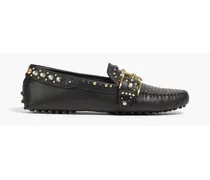 Studded leather loafers - Black