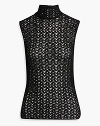 Missoni Crochet-knit wool-blend turtleneck top - Black Black