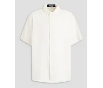 Oversized hemp and cotton-blend shirt - White