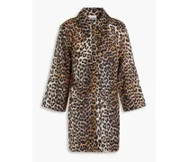 Ruched leopard-print cotton-mousseline shirt - Animal print