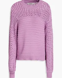 Joie Open-knit cotton-blend sweater - Purple Purple