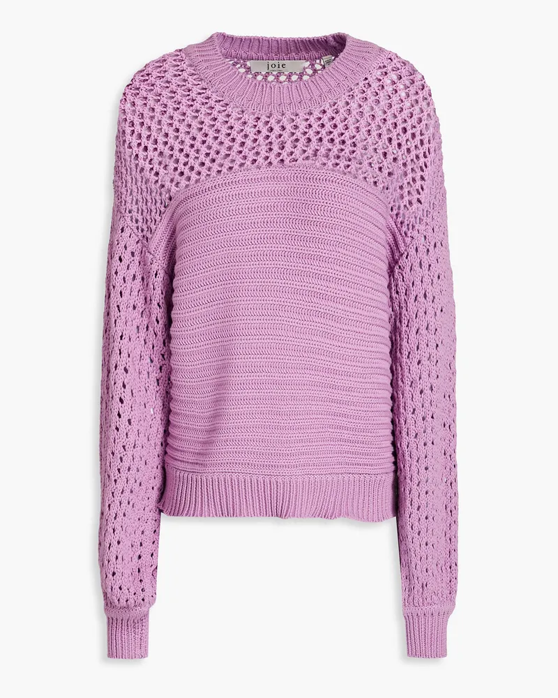 Joie Open-knit cotton-blend sweater - Purple Purple