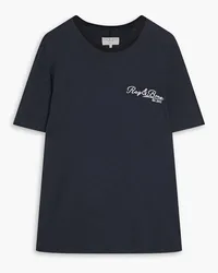 Rag & Bone Embroidered slub cotton-jersey T-shirt - Blue Blue