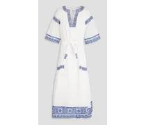 Rasalia embroidered ramie and Lyocell-blend mousseline midi dress - White