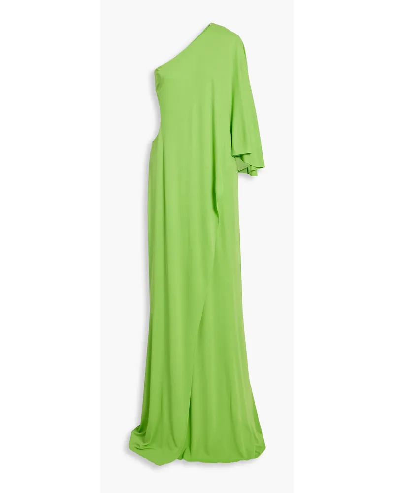 Halston Alyssa one-sleeve draped jersey gown - Green Green