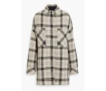 Checked wool-blend tweed shirt jacket - Neutral