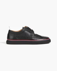 Thom Browne Perforated pebbled-leather brogues - Black Black