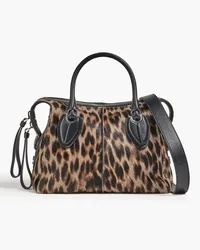 TOD'S Any Bauletto printed calf hair and leather tote - Black Black