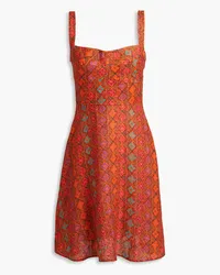 Saloni Rachel printed linen mini dress - Brown Brown