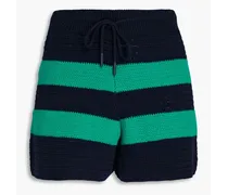 Striped cotton shorts - Blue