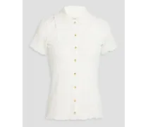Smocked jersey shirt - White