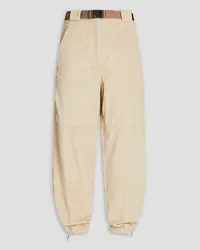 Brunello Cucinelli Belted cropped cotton-corduroy tapered pants - White White