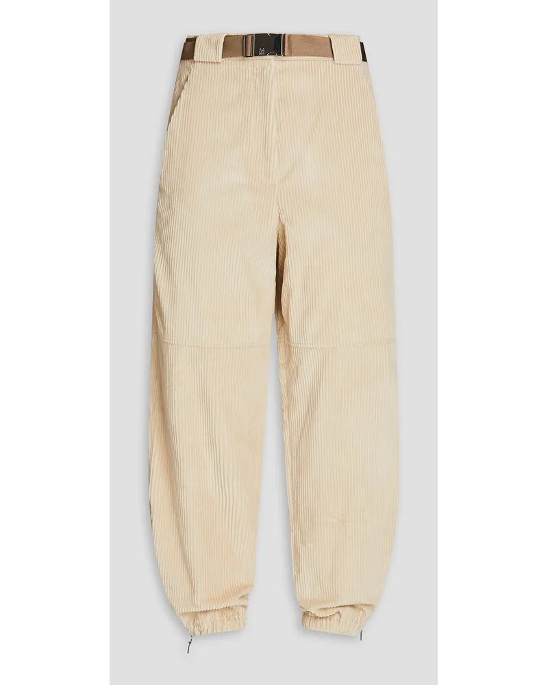 Brunello Cucinelli Belted cropped cotton-corduroy tapered pants - White White