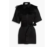 Satin mini shirt dress - Black