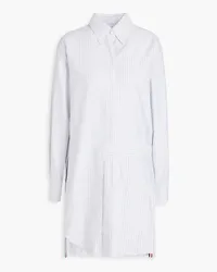 Thom Browne Asymmetric pleated striped cotton mini shirt dress - Gray Gray