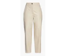 Cropped leather tapered pants - White