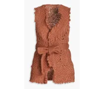 Belted mohair-blend cardigan - Pink