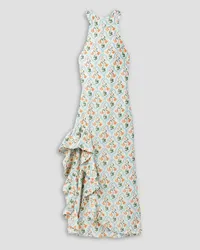 AGUA BENDITA Gerbera ruffled printed linen maxi dress - White White