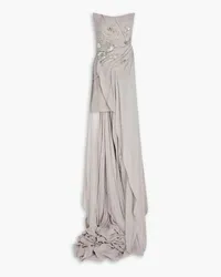 Oscar de la Renta Strapless embellished silk-chiffon gown - Gray Gray