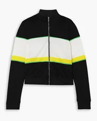 Ganni Striped appliquéd recycled-jersey track jacket - Black Black