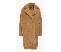 Double-breasted shearling coat - Brown
