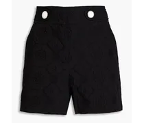 Embossed cotton-blend shorts - Black